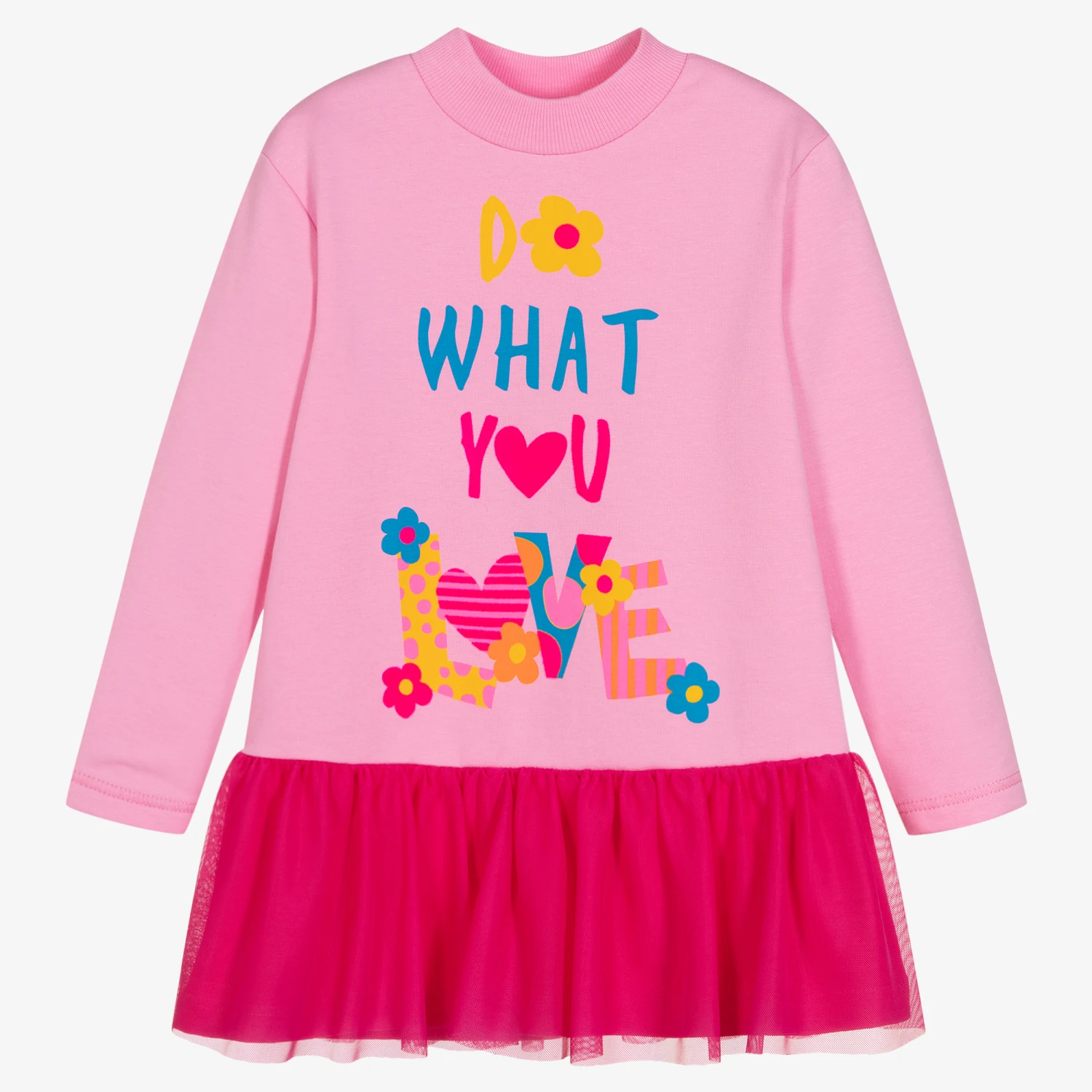 Agatha Ruiz De La Prada Girls Pink Cotton Jersey Dress 3 Agatha Ruiz De La Prada Girls Pink Cotton Jersey Dress