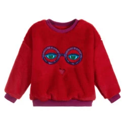 Agatha Ruiz De La Prada Girls Red Faux Fur Sweatshirt