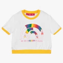 Agatha Ruiz De La Prada Girls White Cotton Rainbow T-Shirt