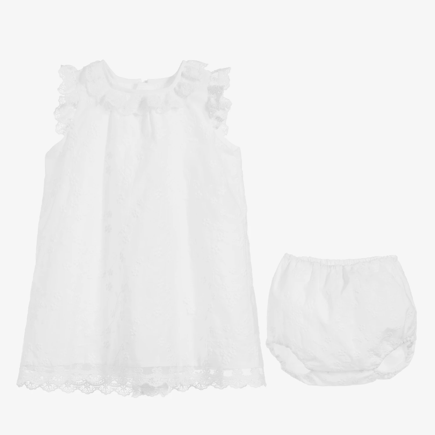 Ancar Baby White Cotton Dress Set 5 Ancar Baby White Cotton Dress Set - Image 3