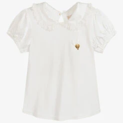 Angel's Face White Cotton & Satin Top