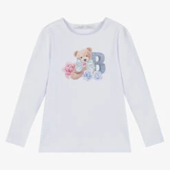 Balloon Chic Girls White Cotton Logo T-Shirt