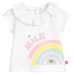 Billieblush White Cotton Rainbow T-Shirt