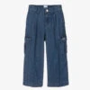 BOSS Girls Blue Denim Wide Leg Jeans