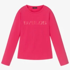 Byblos Girls Pink Cotton Logo Top