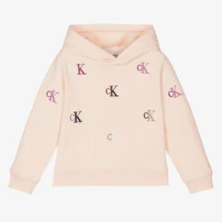Calvin Klein Jeans Girls Pale Pink Cotton Logo Sweatshirt