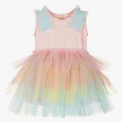 Childrensalon Occasions Girls Pink Rainbow Tulle Dress