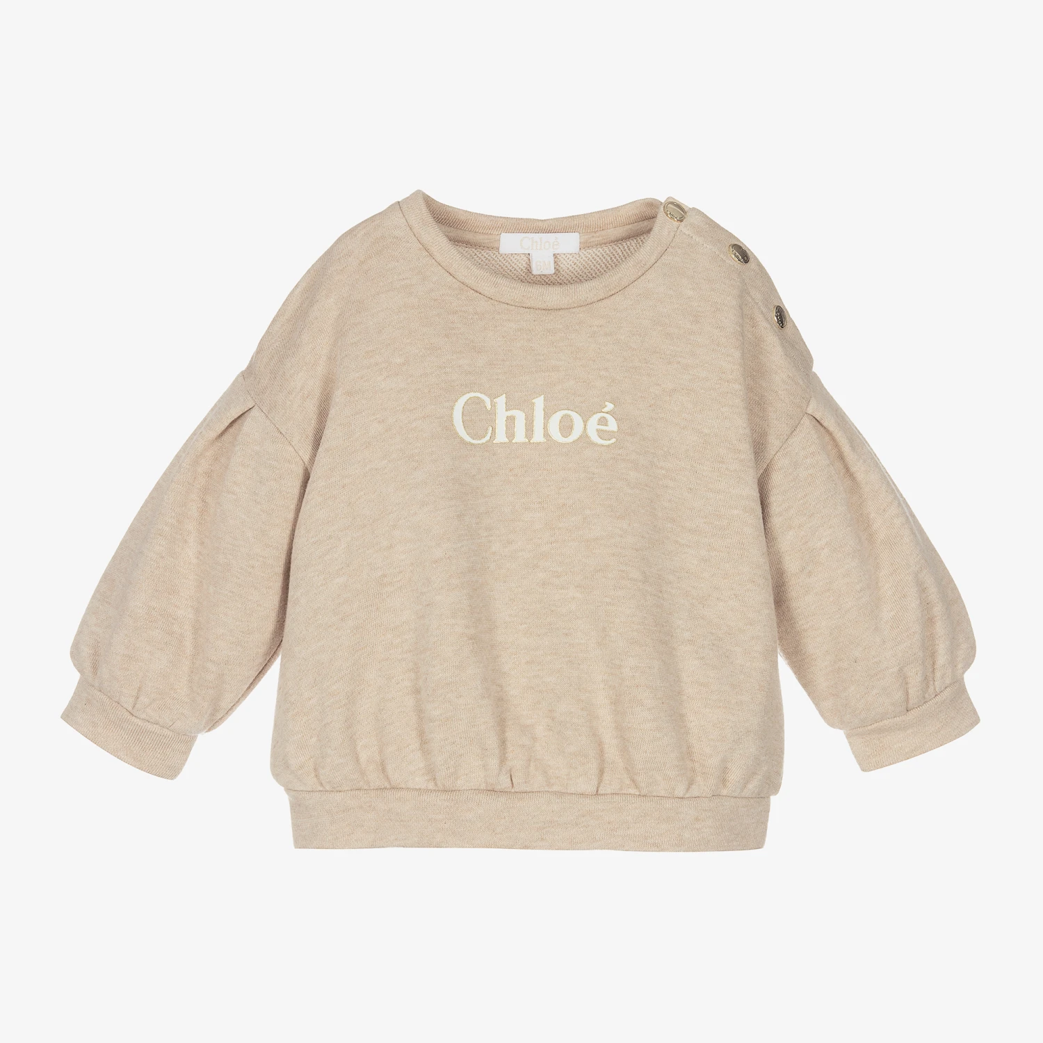 Chloé Girls Beige Organic Cotton Logo Sweatshirt 3 Chloé Girls Beige Organic Cotton Logo Sweatshirt