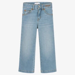 Chloé Girls Blue Wide-Leg Jeans