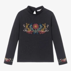 Chloé Girls Navy Blue Floral Top