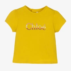 Chloé Girls Yellow Cotton Logo T-Shirt