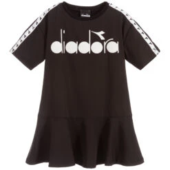 Diadora Black Logo Crêpe Dress