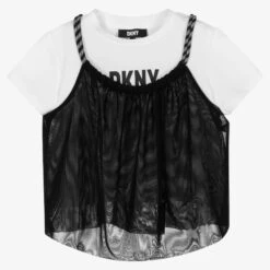 DKNY Girls Black & White 2-in-1 T-Shirt