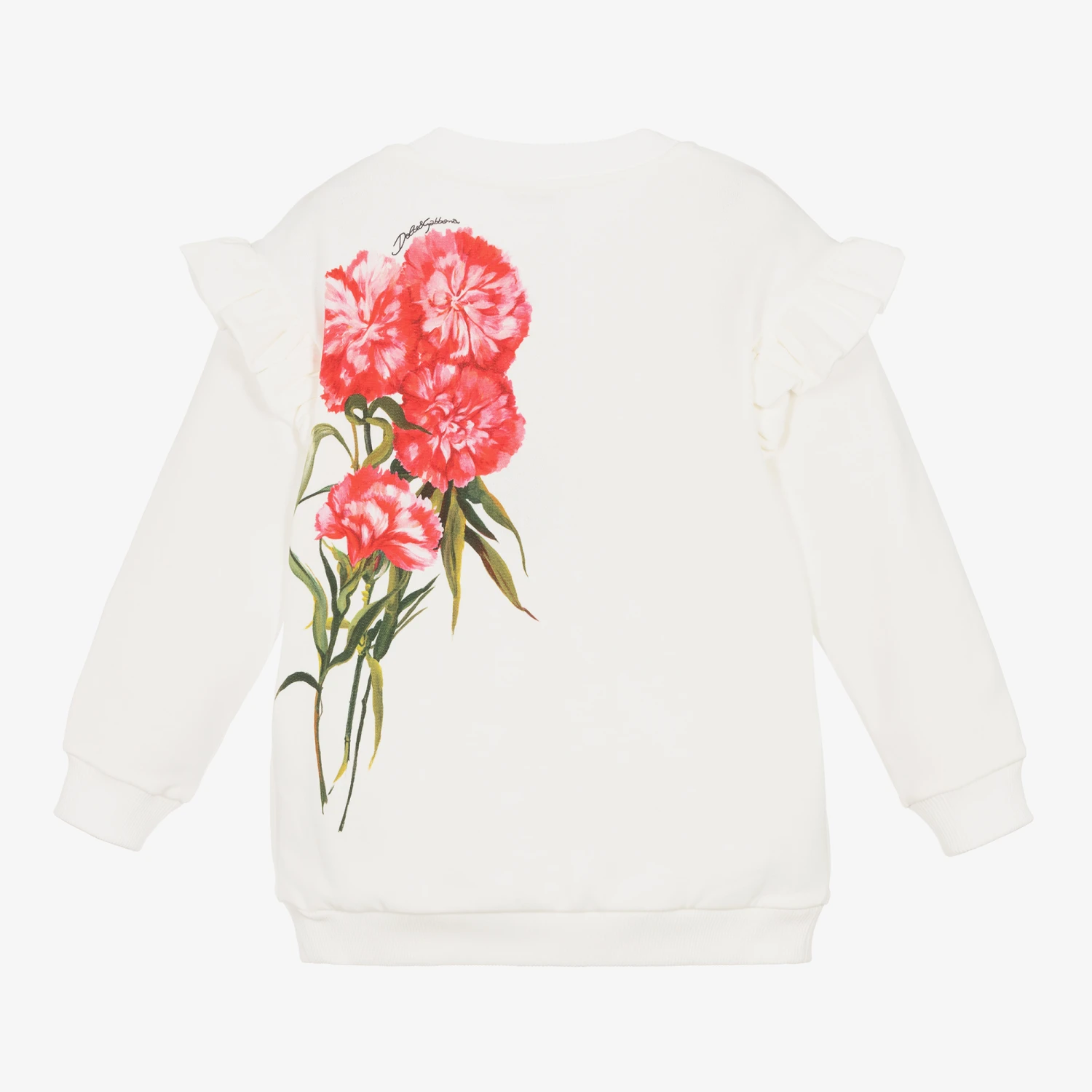 Dolce & Gabbana Girls White Cotton Carnation Sweatshirt 5 Dolce & Gabbana Girls White Cotton Carnation Sweatshirt - Image 3