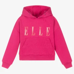 Elle Girls Pink Cotton Hoodie