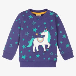 Frugi Blue Unicorn Cotton Sweatshirt