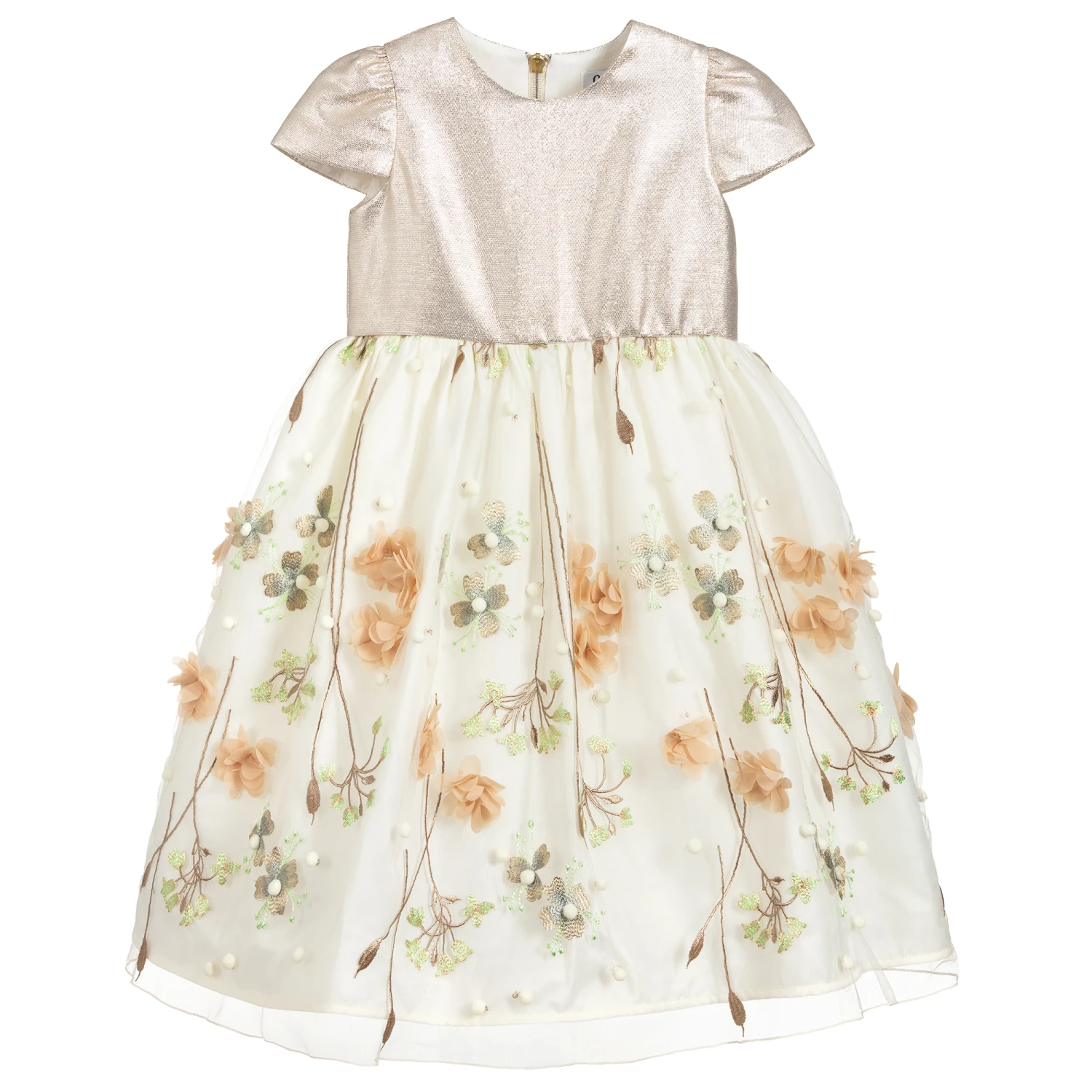 Graci Beige & Gold Embroidered Dress 6 Graci Beige & Gold Embroidered Dress - Image 4