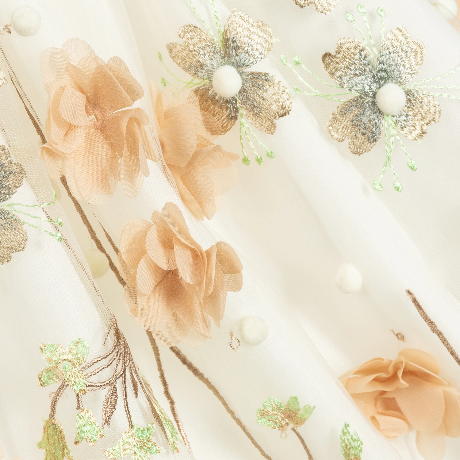 Graci Beige & Gold Embroidered Dress 9 Graci Beige & Gold Embroidered Dress - Image 7