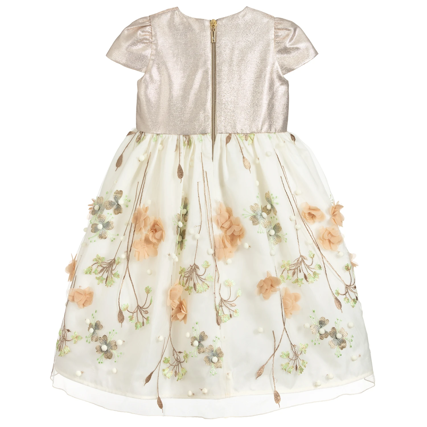 Graci Beige & Gold Embroidered Dress 5 Graci Beige & Gold Embroidered Dress - Image 3