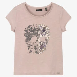 IKKS Girls Lilac Cotton Skull T-Shirt