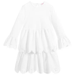 Il Gufo Girls White Lazercut Dress