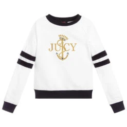 Juicy Couture Girls White Cotton Sweatshirt