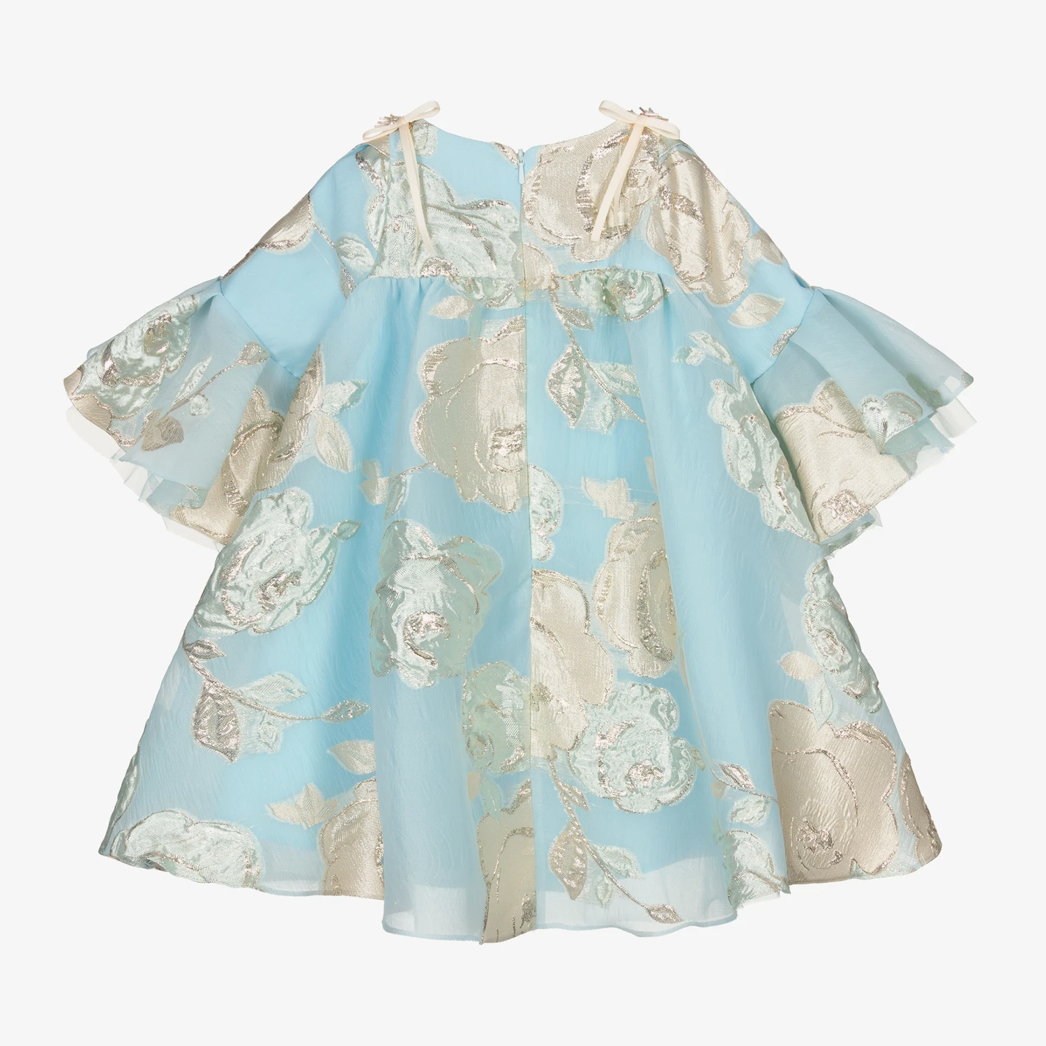 Junona Blue & Gold Jacquard Dress 5 Junona Blue & Gold Jacquard Dress - Image 3