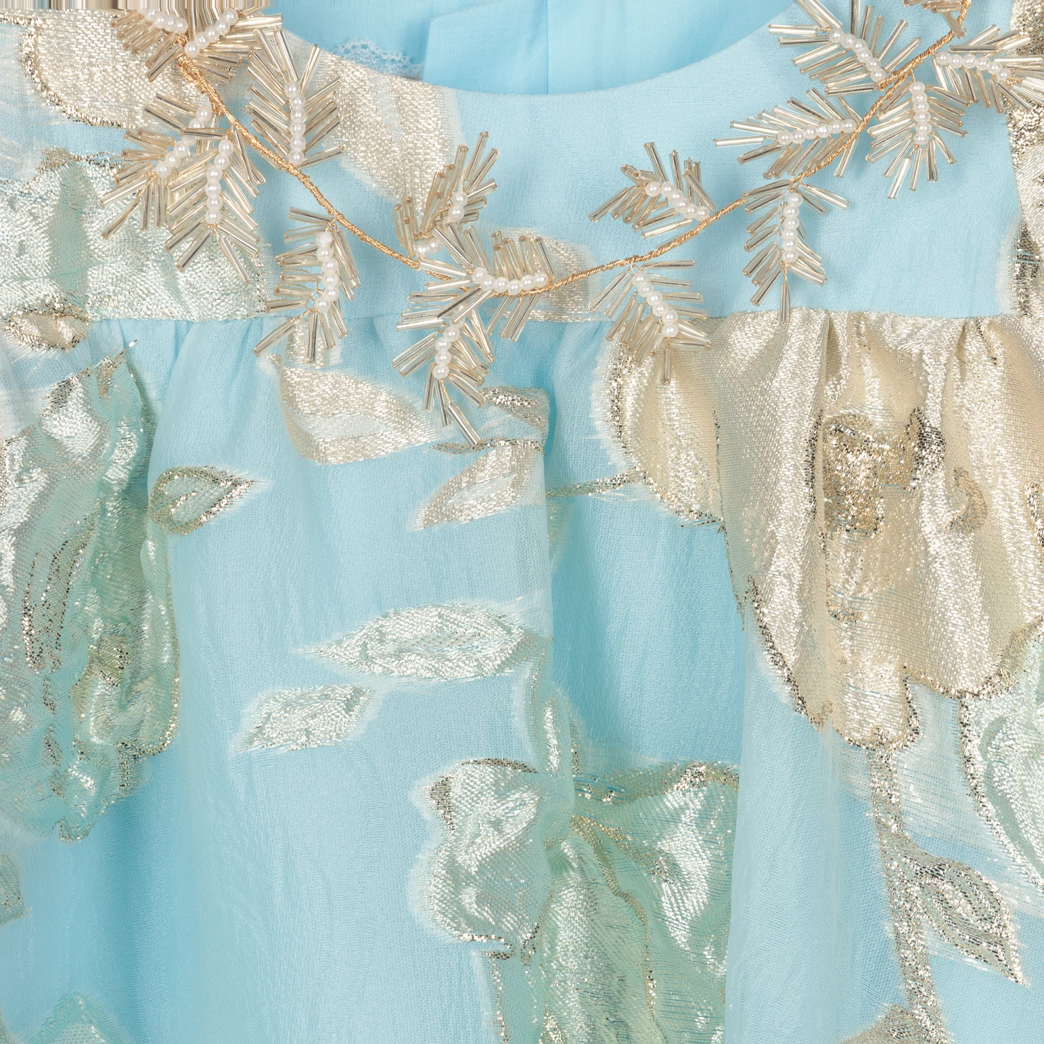 Junona Blue & Gold Jacquard Dress 6 Junona Blue & Gold Jacquard Dress - Image 4