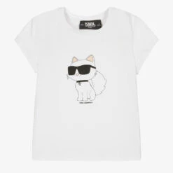 KARL LAGERFELD KIDS Girls White Choupette Logo T-Shirt