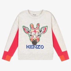 KENZO KIDS Girls Grey Giraffe Sweatshirt