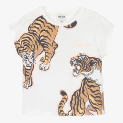 KENZO KIDS Girls Ivory Pop Tigers T-Shirt