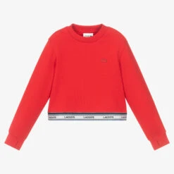 Lacoste Girls Red Cotton Sweatshirt