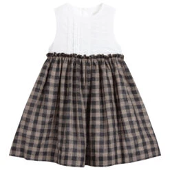 Chic By Laranjinha Beige & White Linen Dress