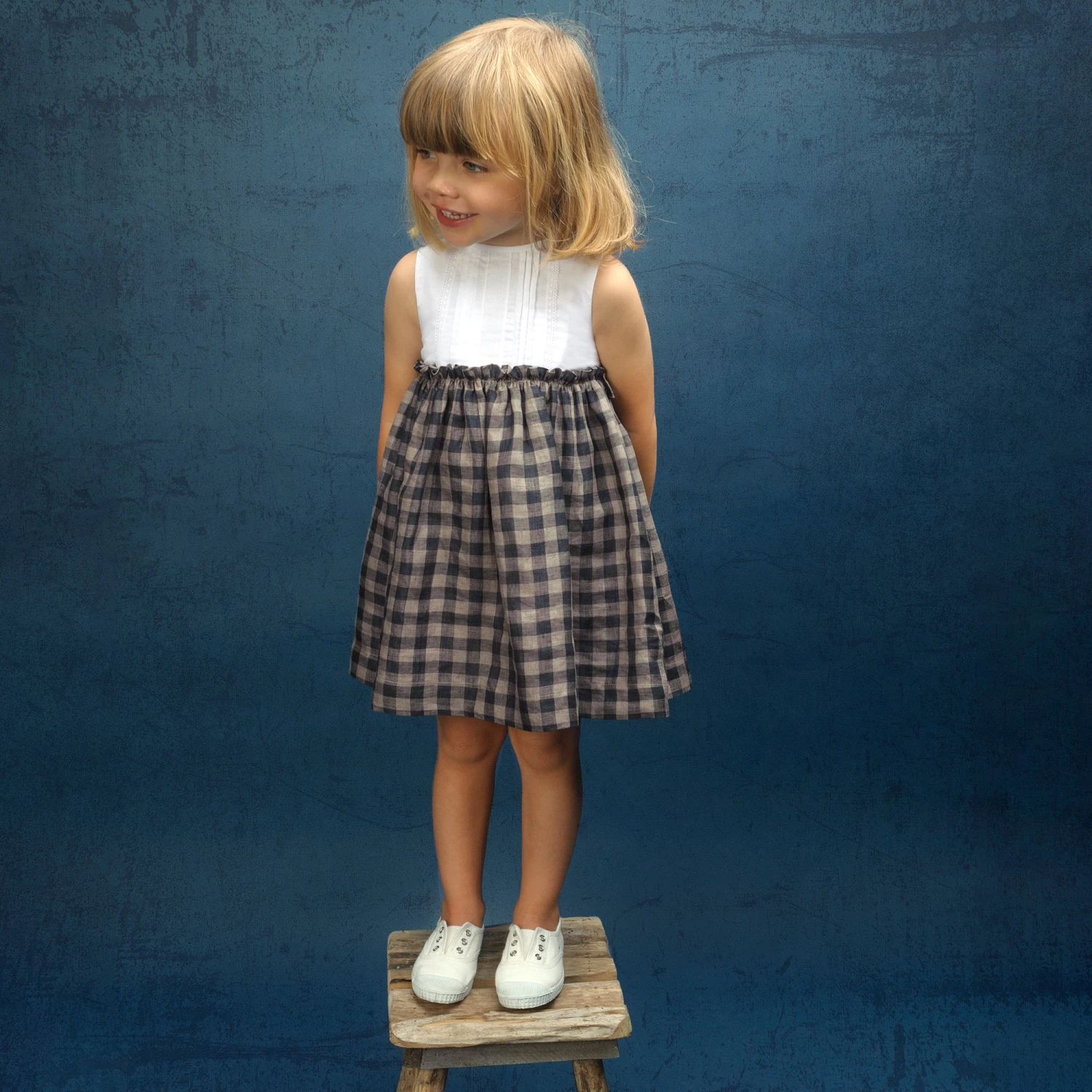 Chic By Laranjinha Beige & White Linen Dress 4 Chic By Laranjinha Beige & White Linen Dress - Image 2