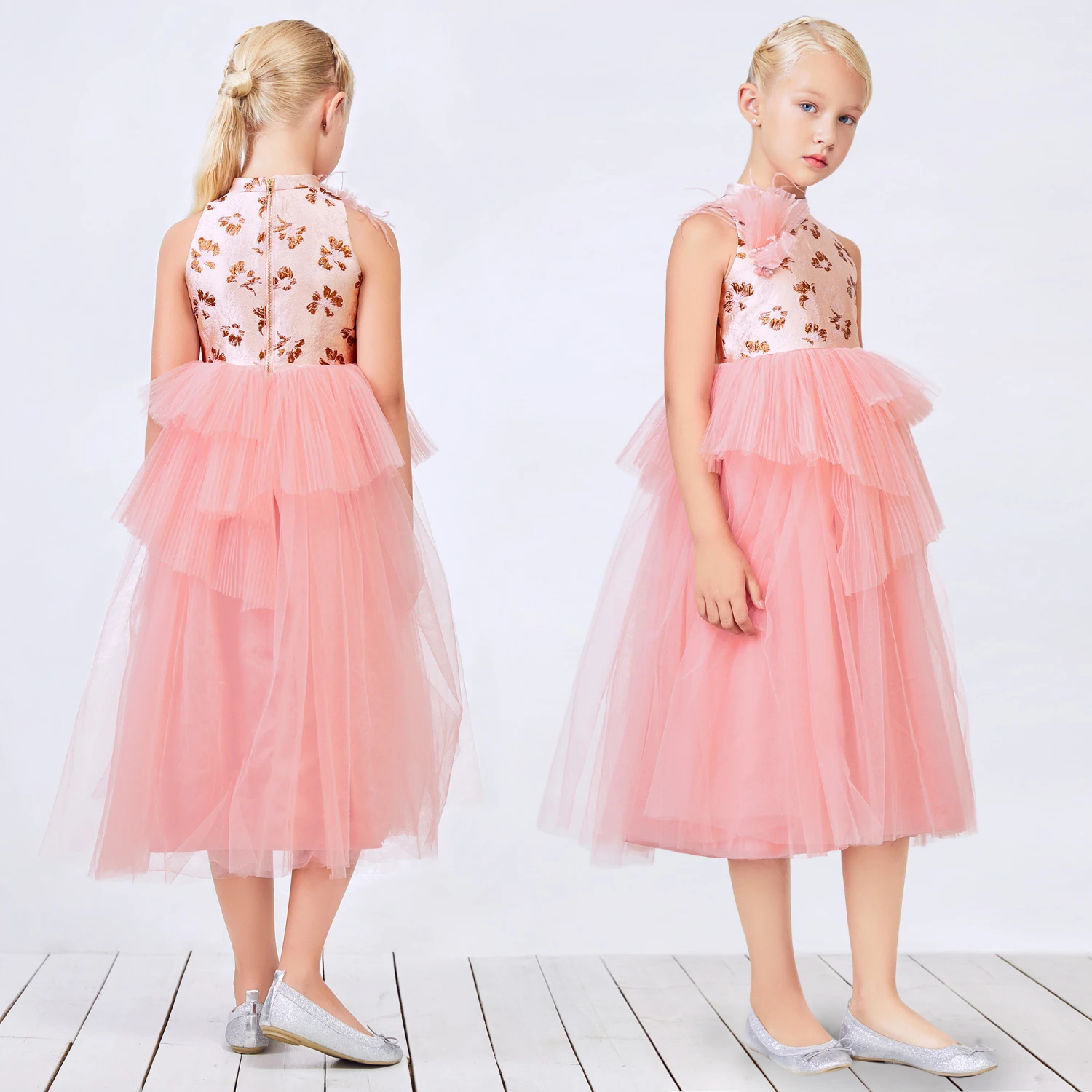 Le Mu Pink Tulle & Jacquard Dress 4 Le Mu Pink Tulle & Jacquard Dress - Image 2