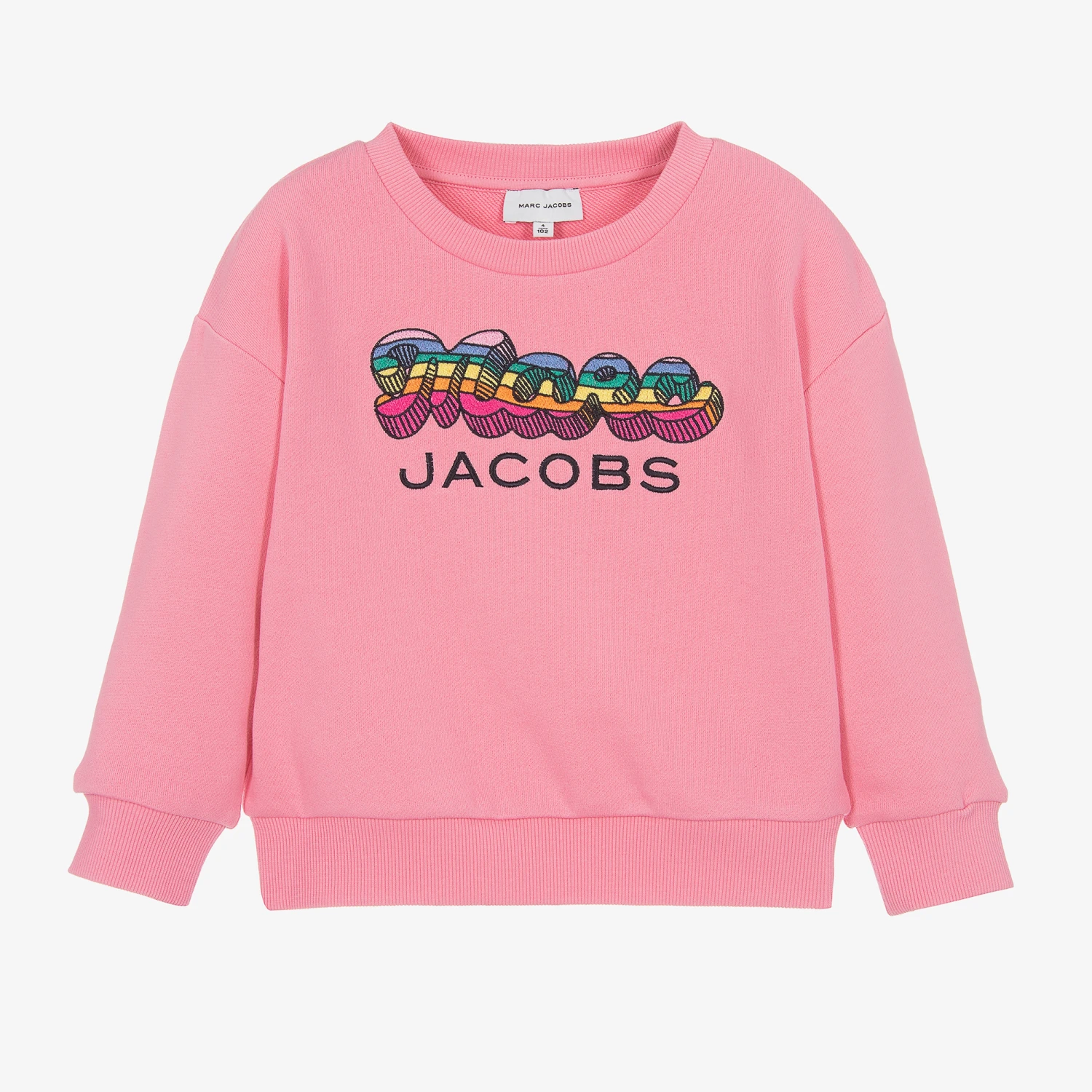 MARC JACOBS Girls Pink Cotton Logo Sweatshirt 3 MARC JACOBS Girls Pink Cotton Logo Sweatshirt