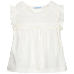 Mayoral Girls Ivory Linen T-Shirt