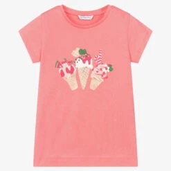 Mayoral Girls Pink Ice Cream Cotton T-Shirt