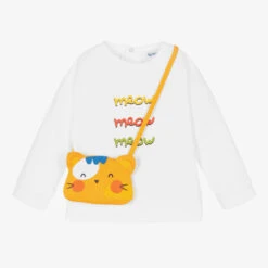 Mayoral White Sweatshirt & Cat Bag