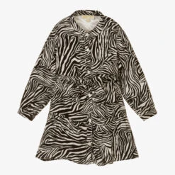 Michael Kors Kids Ivory & Black Zebra Shirt Dress