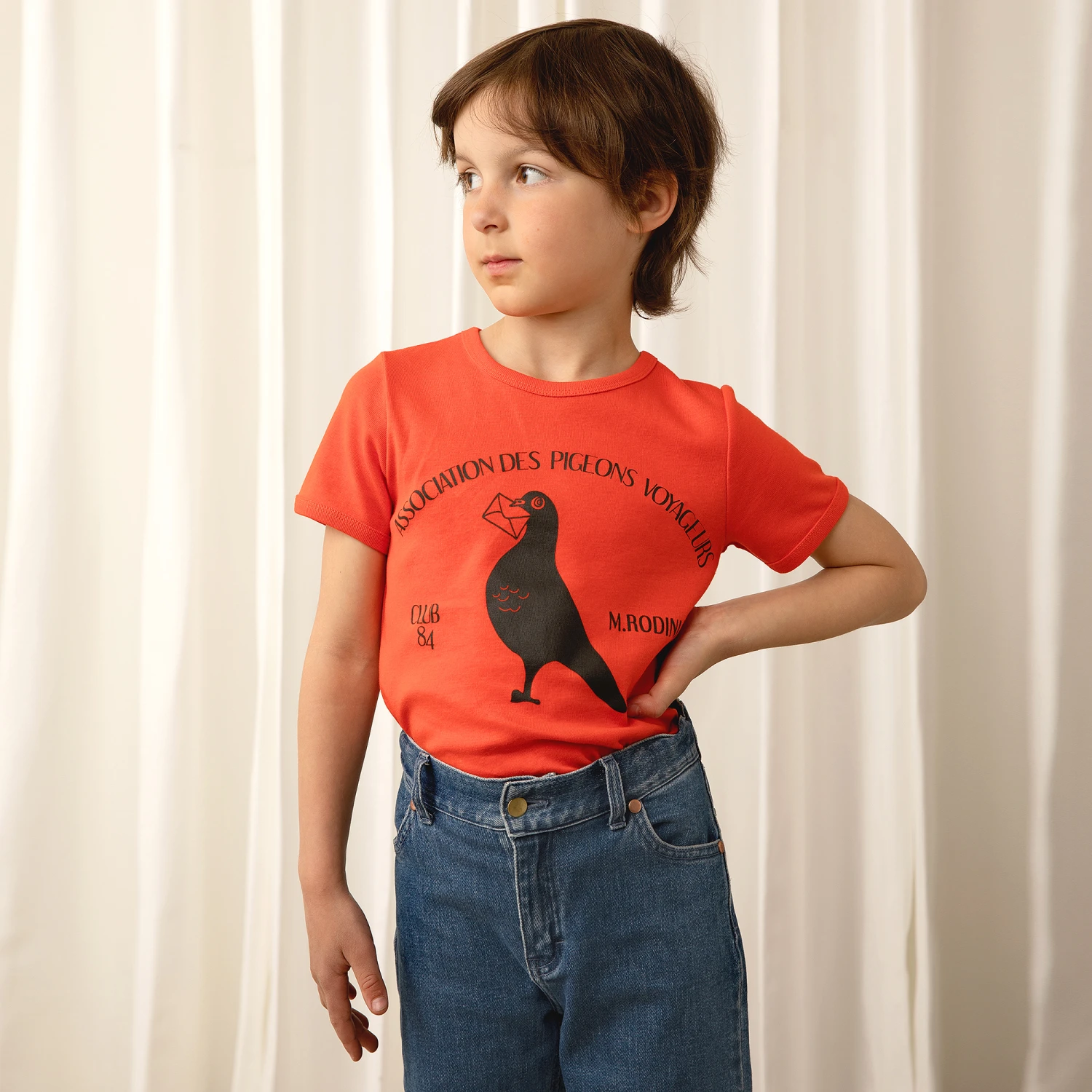 Mini Rodini Red Organic Cotton Pigeon T-Shirt 4 Mini Rodini Red Organic Cotton Pigeon T-Shirt - Image 2