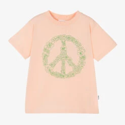 Molo Girls Pale Pink Cotton Peace T-Shirt