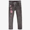 Monnalisa Black Floral Denim Jeans -Babie Fashion Shop monnalisa black floral denim jeans 395259 488668dd4432ae437c7f63668f7fcdb62476176b