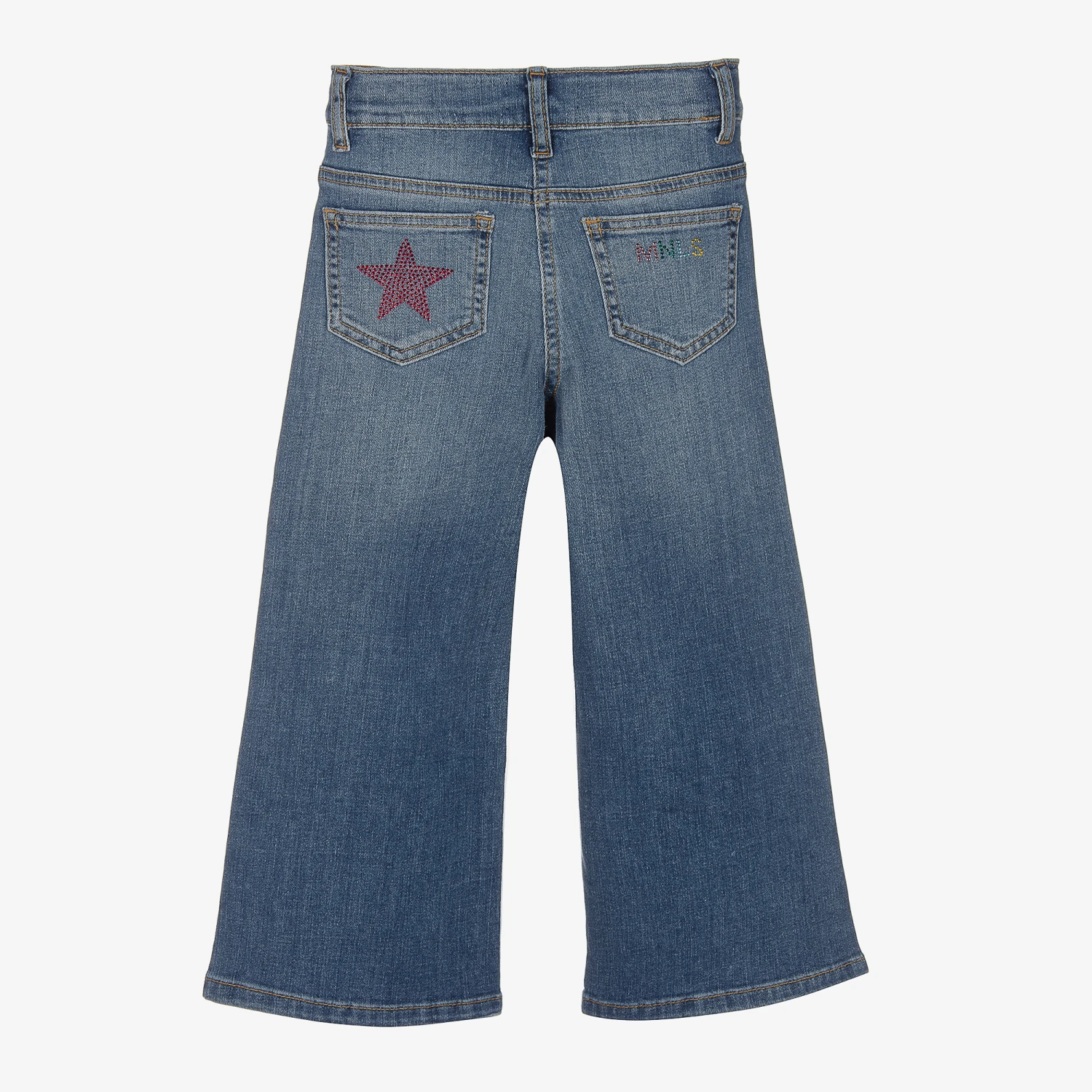 Monnalisa Girls Blue Denim Diamanté Star Jeans 4 Monnalisa Girls Blue Denim Diamanté Star Jeans - Image 2