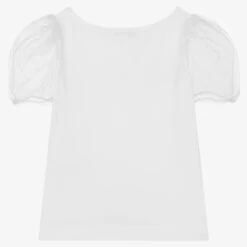 Monnalisa Girls Ivory Cotton & Tulle T-Shirt -Babie Fashion Shop monnalisa girls ivory cotton tulle t shirt 483901 857ef3b6fc1ac3836a64415103c23eed68e6f328