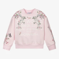 Monnalisa Girls Pink Floral Sweatshirt