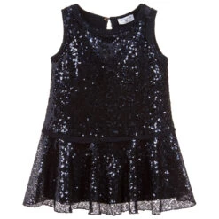 Monnalisa Navy Blue Sequin Dress