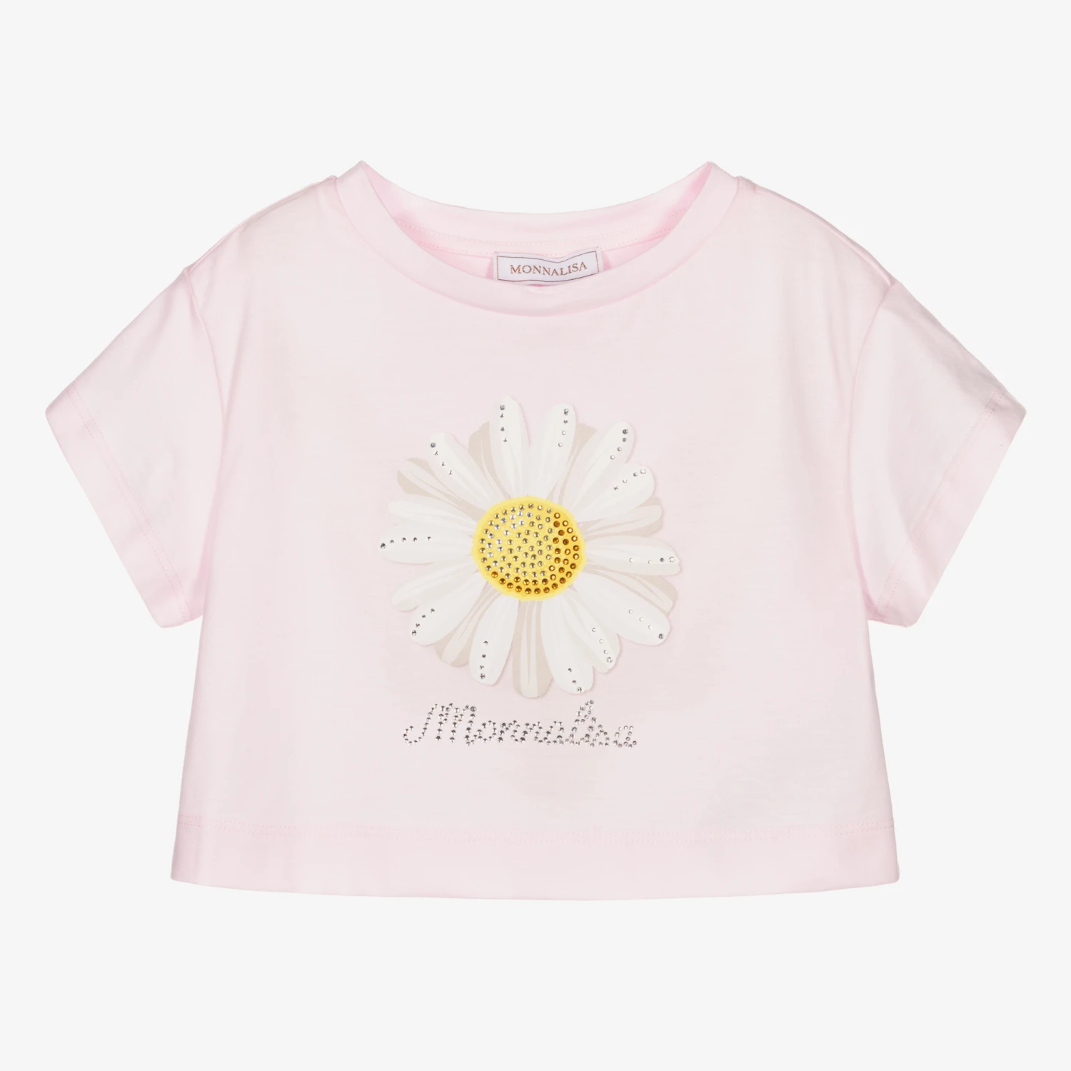 Monnalisa Pink Daisy Cropped T-Shirt 3 Monnalisa Pink Daisy Cropped T-Shirt