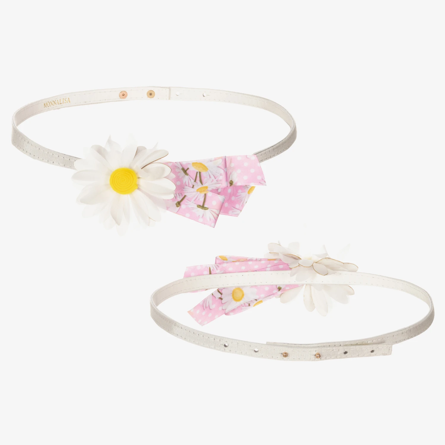 Monnalisa Pink & Ivory Daisies Dress 7 Monnalisa Pink & Ivory Daisies Dress - Image 5