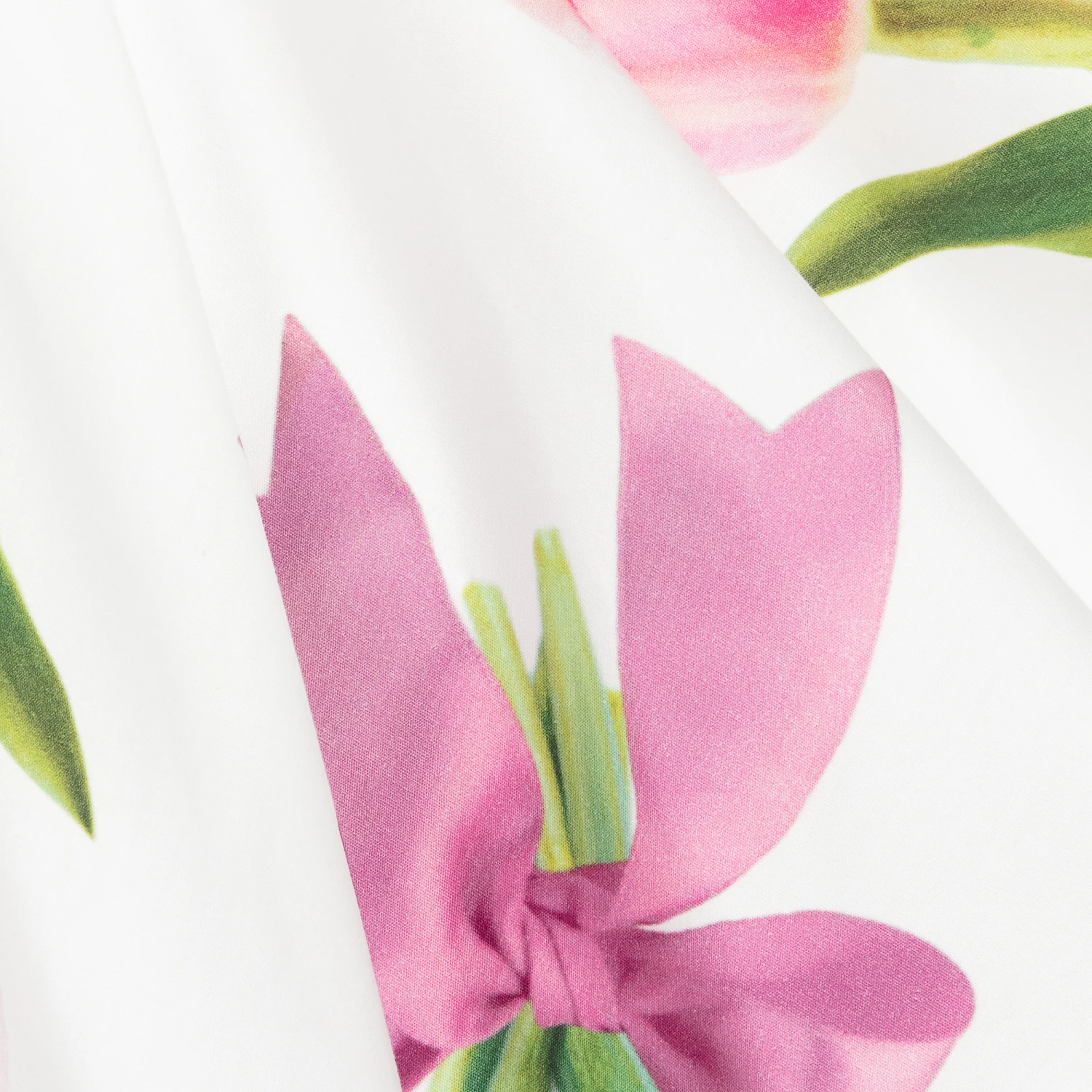 Monnalisa White Cotton Tulip Print Dress 5 Monnalisa White Cotton Tulip Print Dress - Image 3